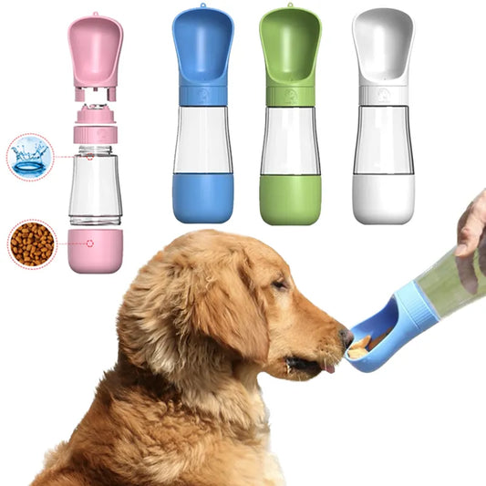 490ml Pet Water Bottle 2 In 1 Portable Dog Water Bottle Dogs Cats Drinking Feeder Bowl accesorios para perros Dog Supplies