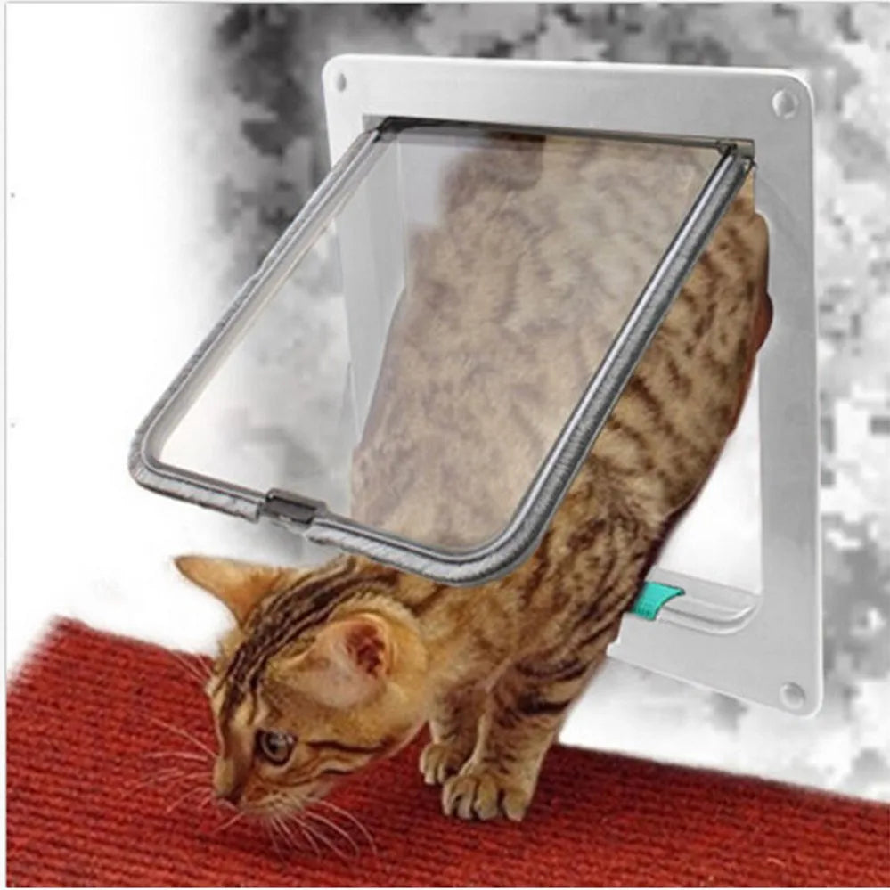 Pet Dog Cat Door 4 Way Locking Flap Door for Interior Exterior Doors Weatherproof Pet Doors for Cats Dogs Puppy Small Animals