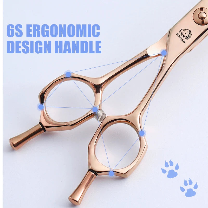 FIRELION Professional VG10 7.5 Inch Titanium Dog Grooming Curve Cutting Scissors Animal Pet Gold Super Curved Scissors for Groom